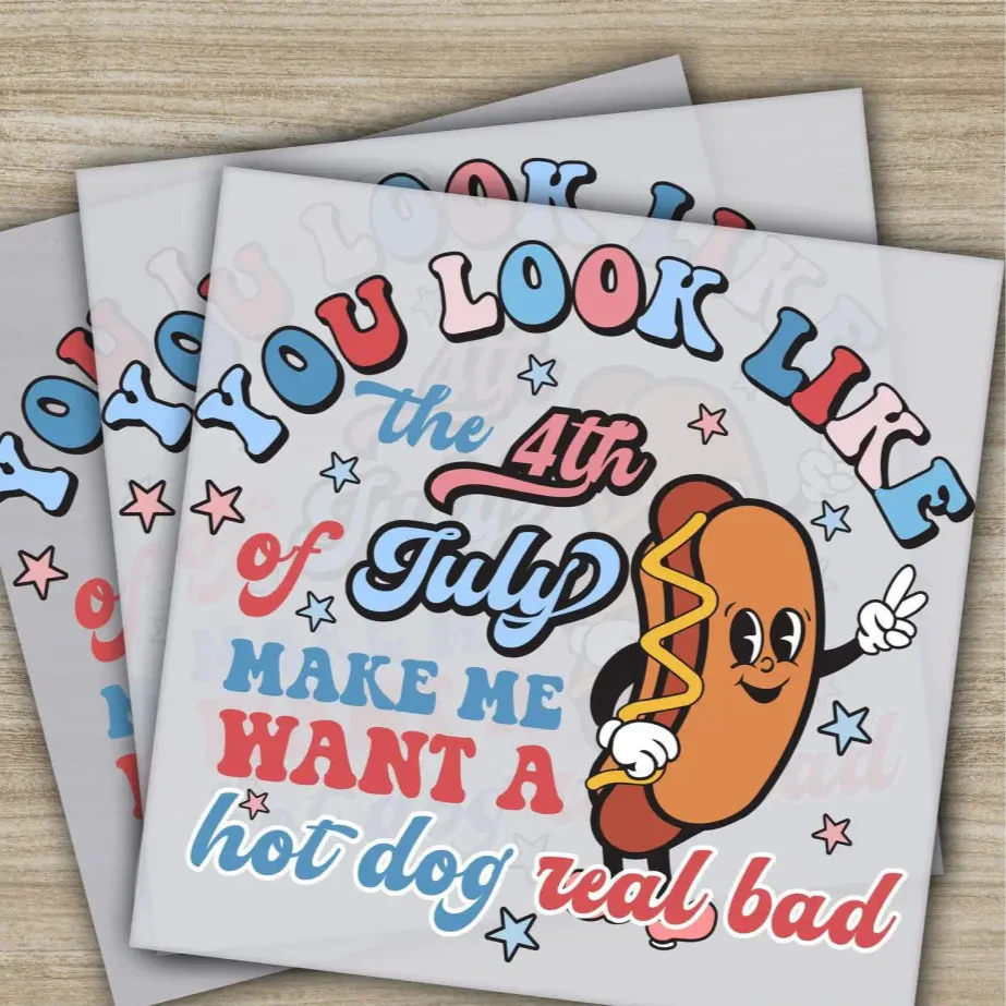 4TH Of July, America, Hot Dog, Fourth of July, Independence, Ready to Press, Personalized DTF Transfers, Heat Press DTF Transfers