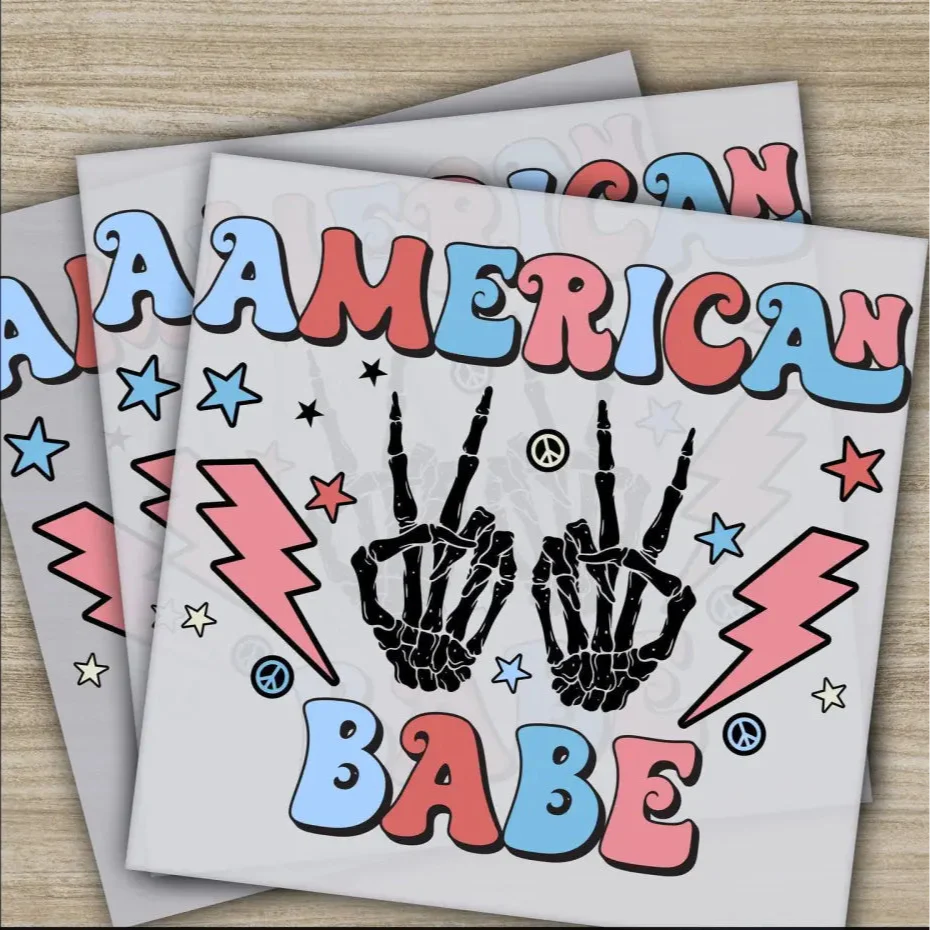4TH Of July, American Babe, Fourth of July, Independence, Ready to Press, Personalized DTF Transfers, Heat Press DTF Transfers