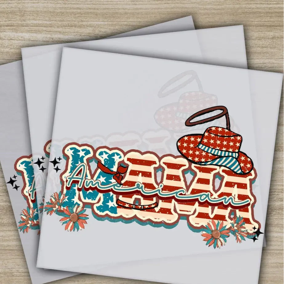 4th of July, American Mama, Fourth ofJuly, Ready to Press, Personalized DTF Transfers, Heat Press DTF Transfers