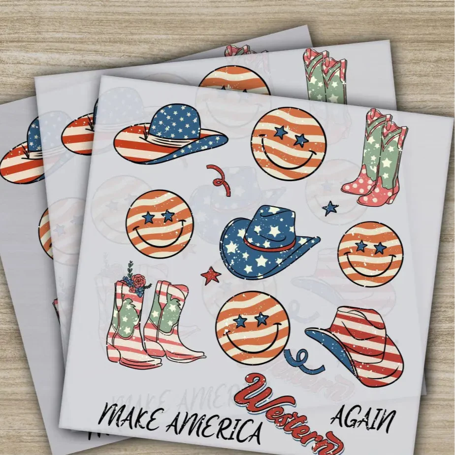 4th of July, Fourth ofJuly, Make America Western Again, Ready to Press, Personalized DTF Transfers, Heat Press DTF Transfers