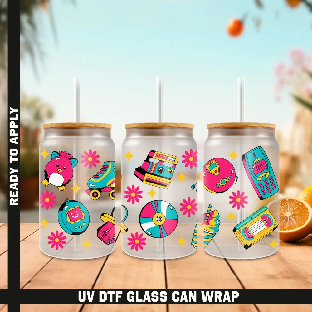 90's Ready To Apply UV DTF, 16oz cup Wrap