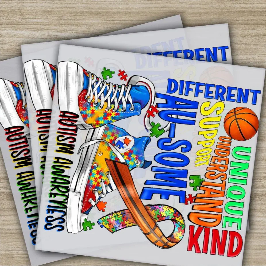 Autism Awareness, Inclusion, Ready to Press, Personalized DTF Transfers, Heat Press DTF Transfer