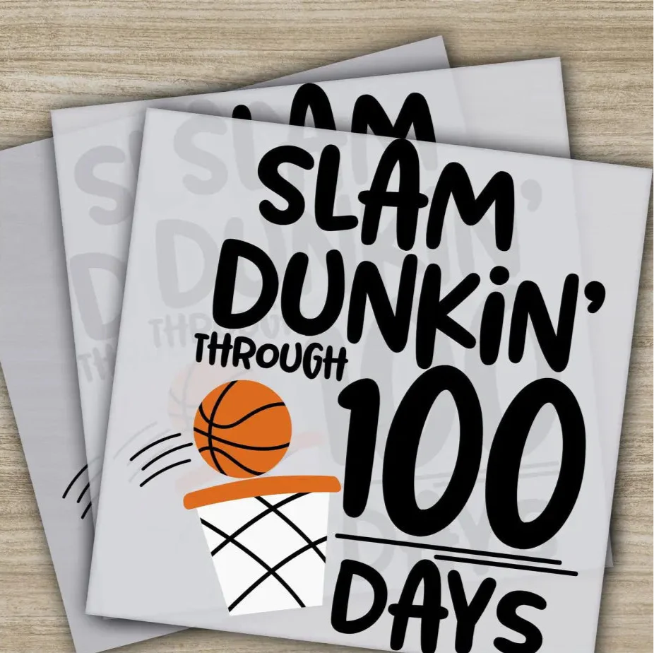 Basketball, 100 Days Of School Transfers, Ready to Press, Personalized DTF Transfers, 100 Days Of School Gifts, Heat Press DTF Transfers