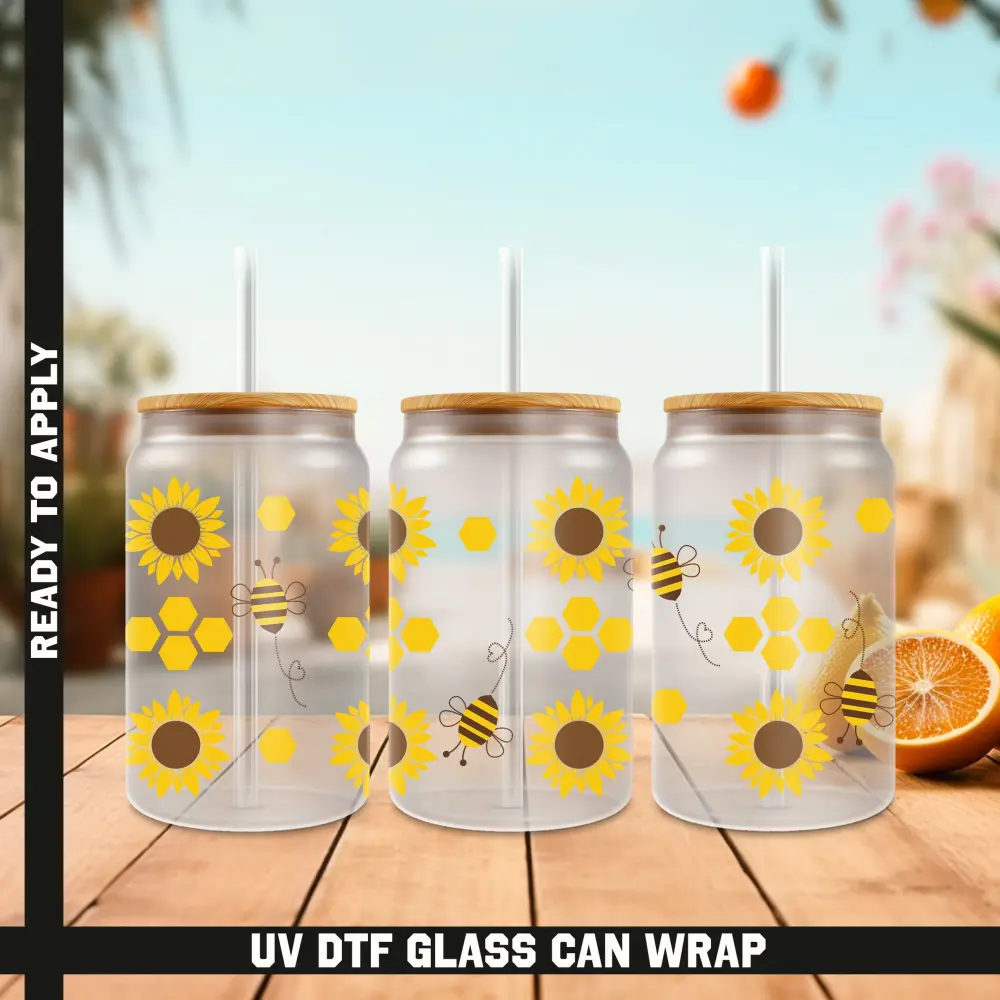 Bee Ready To Apply UV DTF, 16oz cup Wrap