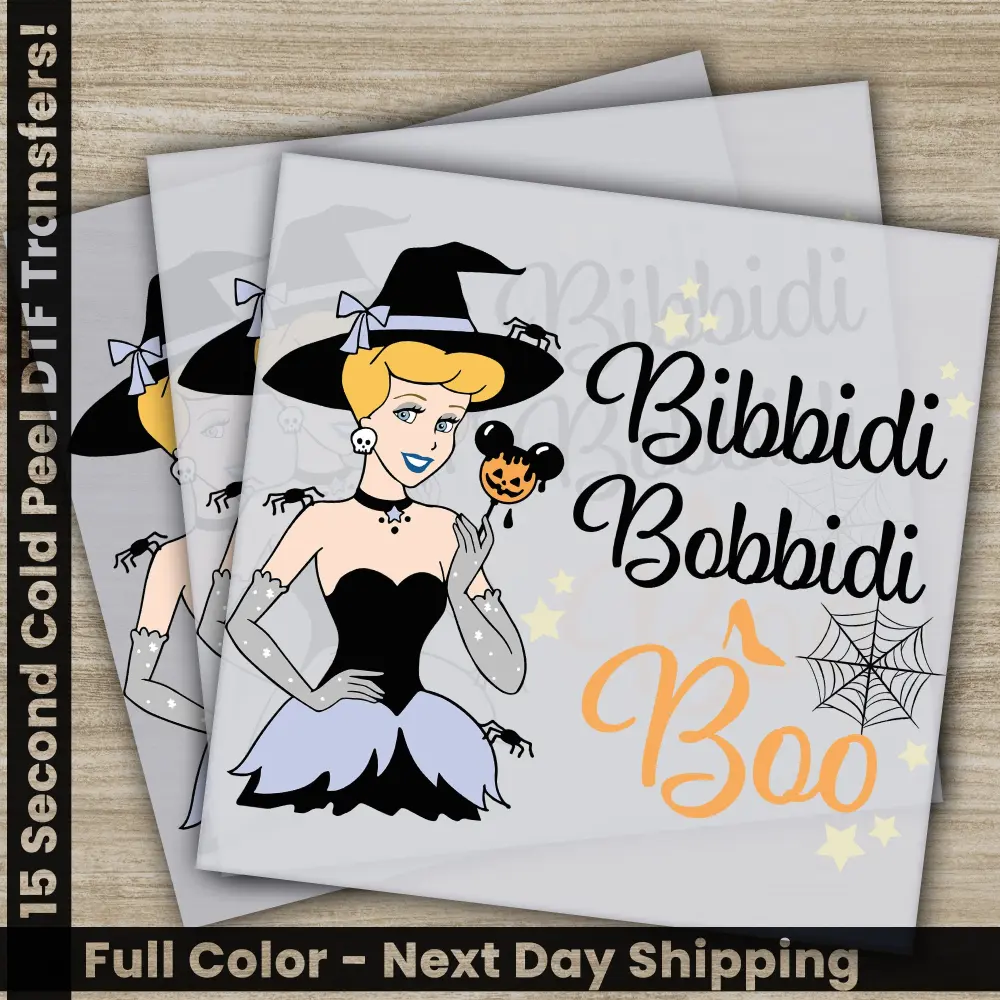 Bibbidi Bobbidi Boo, Halloween Transfers, Ready to Press, Personalized DTF Transfers, For Family Gifts, Heat Press DTF Transfers