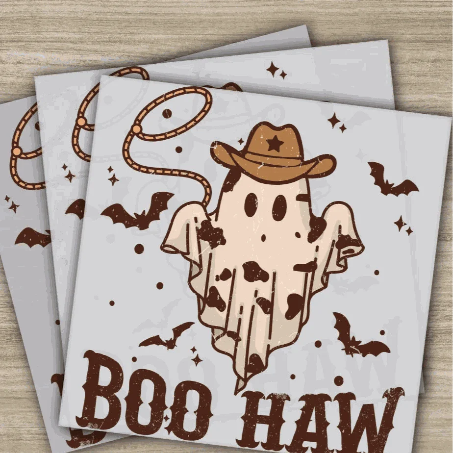 Boo Haw, Halloween Transfers, Ready to Press, Personalized DTF Transfers, For Family Gifts, Heat Press DTF Transfers