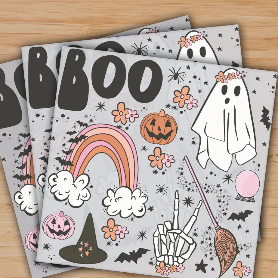 Boo, Spooky Season, Pumpkin, Happy Halloween, Ready to Press, Personalized Gifts, Sublimation DTF Prints, Trendy DTF Prints, Ready for Press, High Quality, Fast Shipping