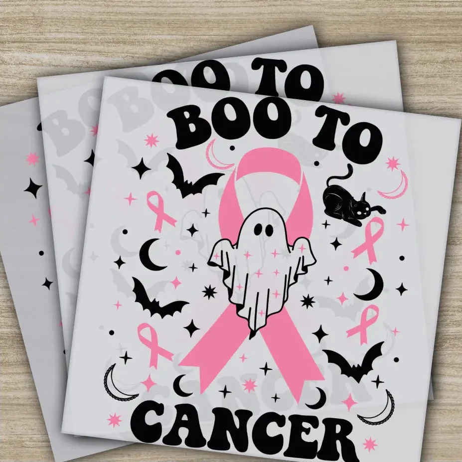 Boo To Cancer, Pink Out, Awareness, Bow, Cancer, In October, Ready to Press, Personalized DTF Transfers, Heat Press DTF Transfers