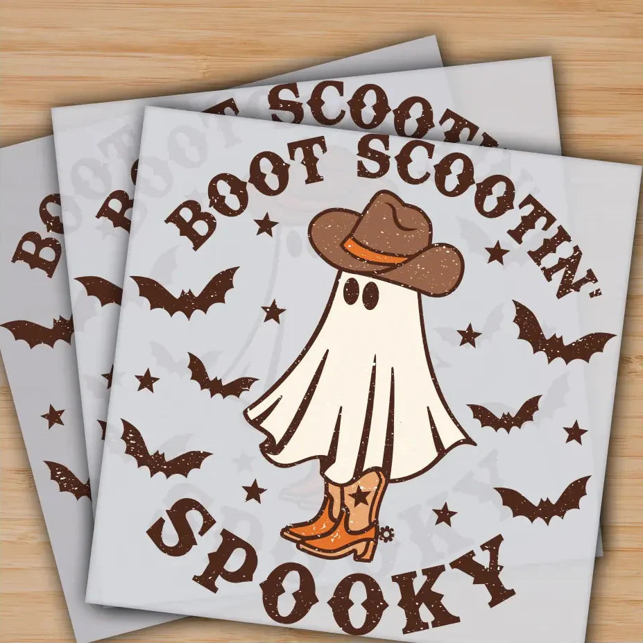 Boot Scootin Spooky, Cute Bougie, Ready to Press, Personalized Gifts, Sublimation DTF Prints, Trendy DTF Prints, Ready for Press, High Quality, Fast Shipping