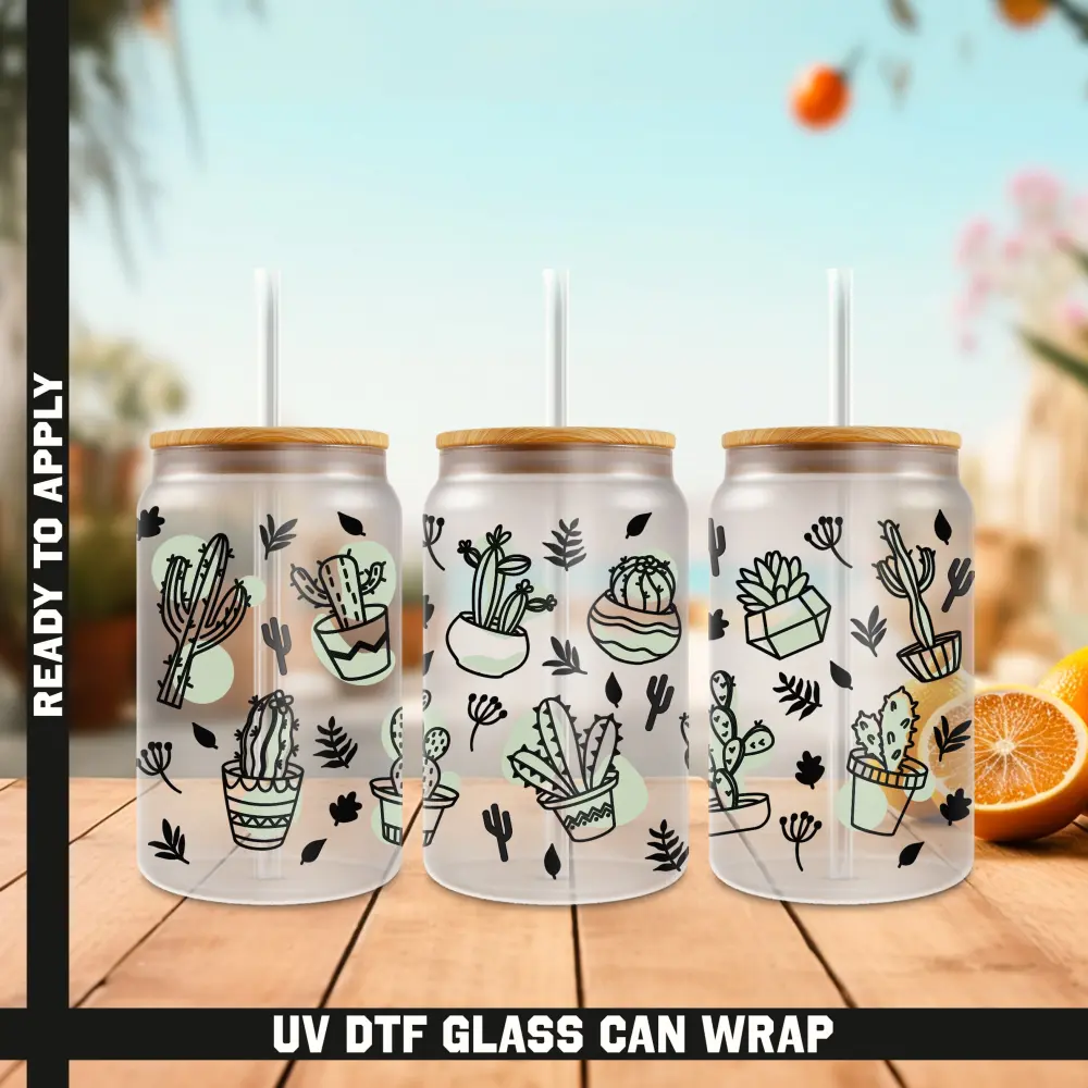 Cactus Ready To Apply UV DTF, 16oz cup Wrap