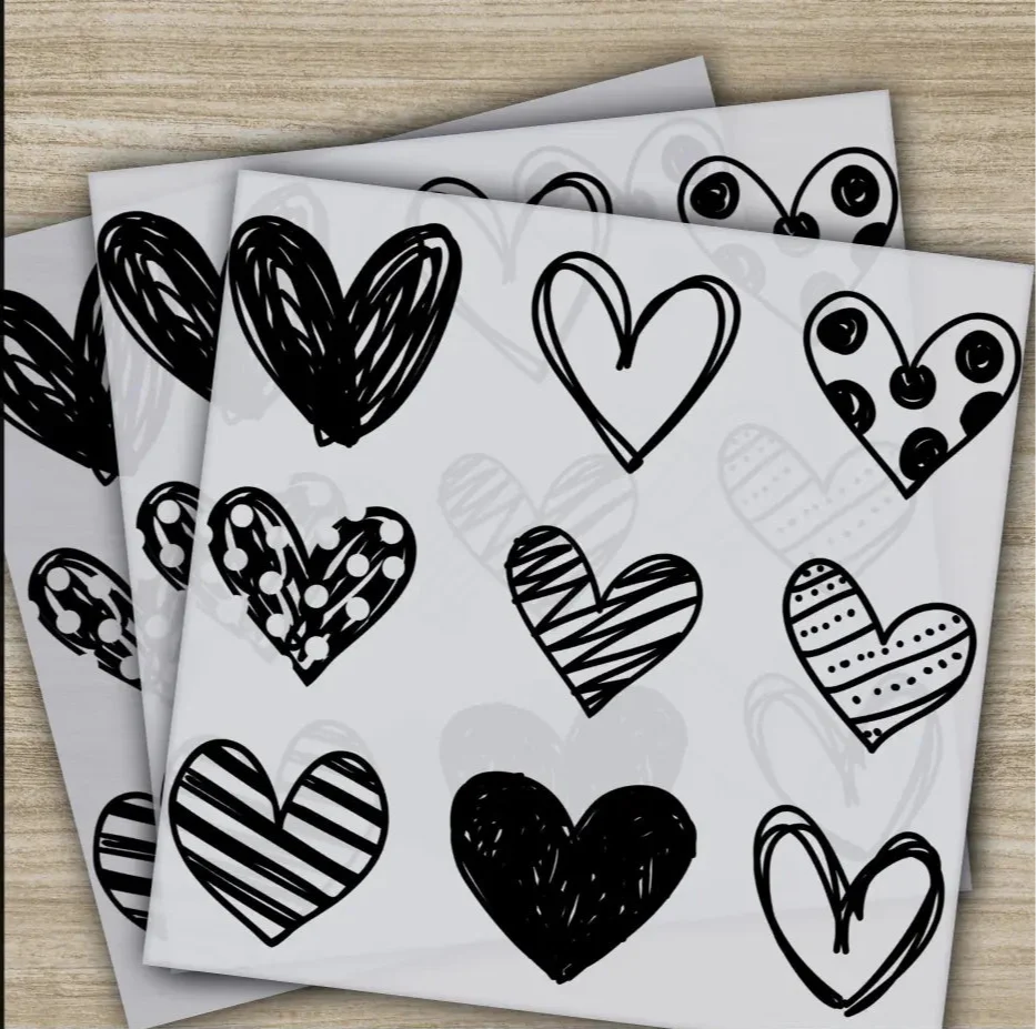 Charcoal Hearts, Valentine's Day Transfer, Ready to Press, Personalized DTF Transfer, Valentines Gift, High Quality, Heat Press DTF Transfer