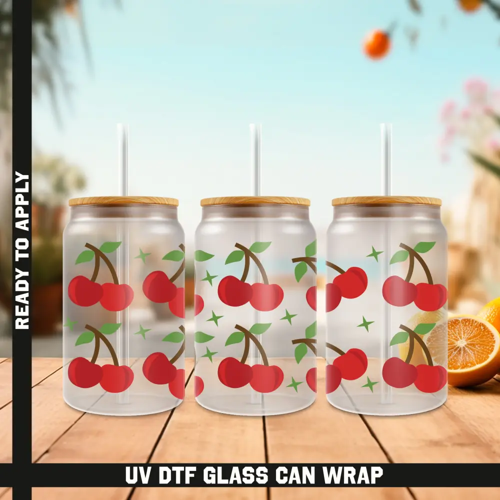 Cherry Ready To Apply UV DTF, 16oz cup Wrap