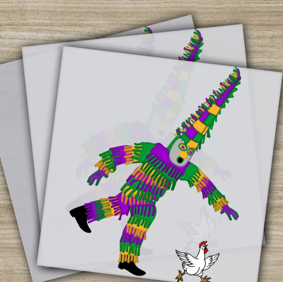 Chicken, Mardi Gras Transfers, Ready to Press, Personalized DTF Transfers, Mardi Gras Gifts, High Quality, Heat Press DTF Transfers