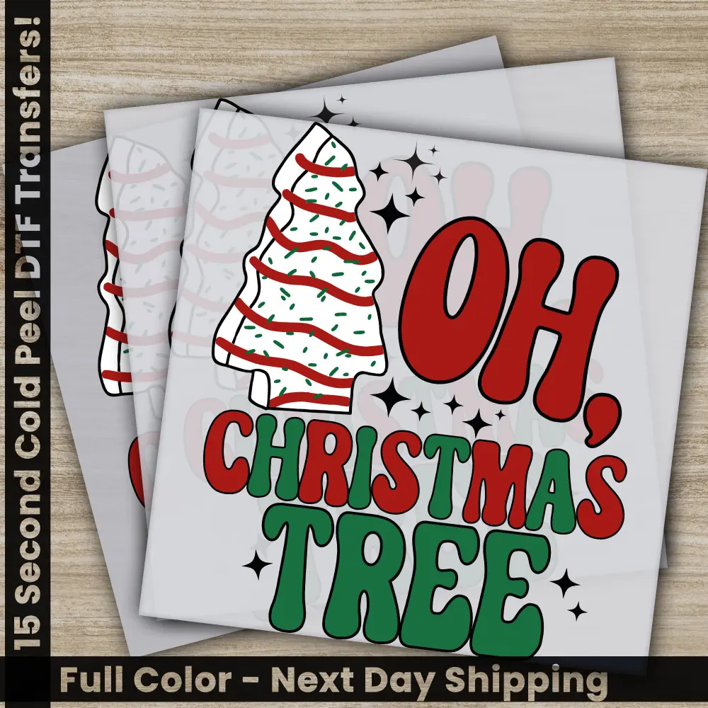 Christmas Tree DTF Transfers, Ready to Press, Personalized Gifts, Direct to Film, Sublimation Screen Prints, Fast Shipping