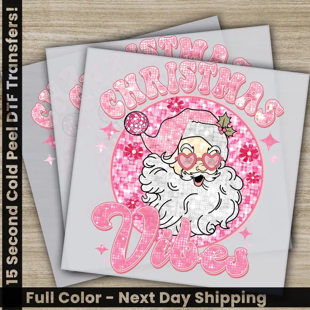 Christmas Vibes DTF Transfers, Ready to Press, Personalized Gifts, Direct to Film, Sublimation Screen Prints,