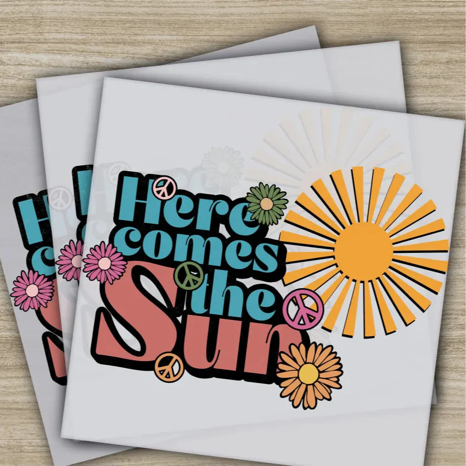 Colorful Flowers, Love, Peace, Hippie Soul, Ready to Press, Personalized DTF Transfers, Heat Press DTF Transfer