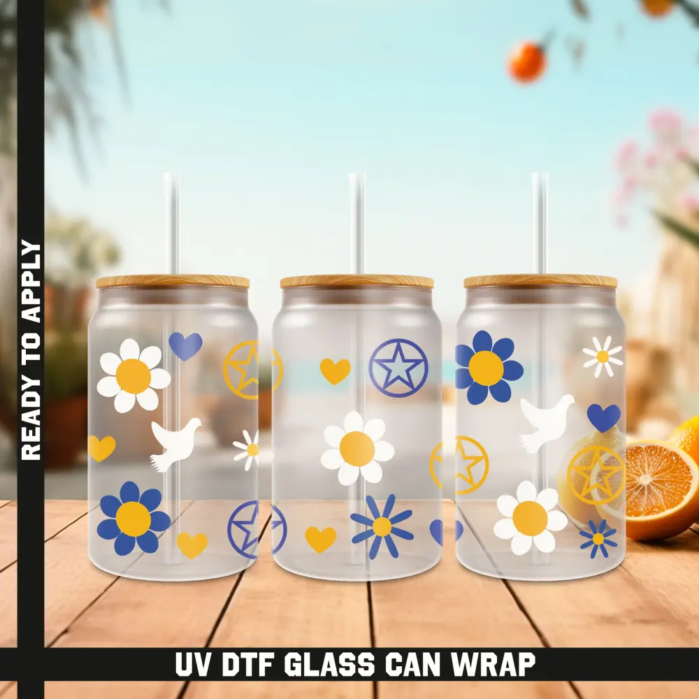 Colorful Flowers Ready To Apply UV DTF, 16oz cup Wrap