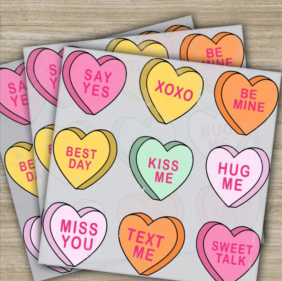 Colorful Hearts, Valentine's Day Transfer, Ready to Press, Personalized DTF Transfer, Valentines Gift, High Quality, Heat Press DTF Transfer