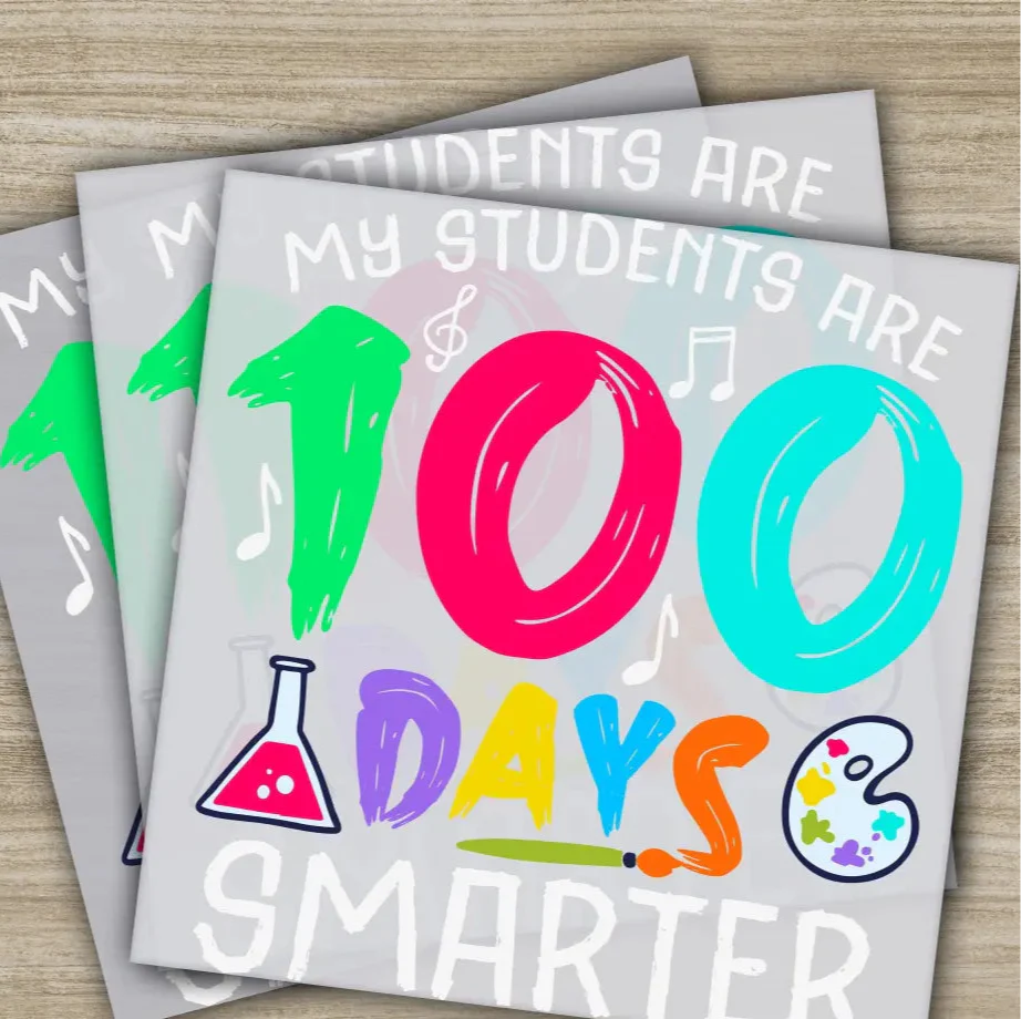 Colorful, Smarter, 100 Days Of School Transfer, Ready to Press, Personalized DTF Transfer, 100 Days Of School Gifts, Heat Press DTF Transfer