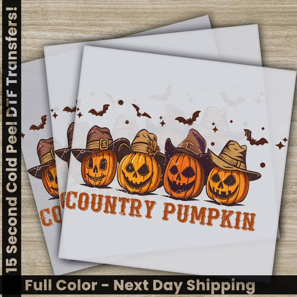 Country Pumpkin, Halloween Transfers, Ready to Press, Personalized DTF Transfers, For Family Gifts, Heat Press DTF Transfers