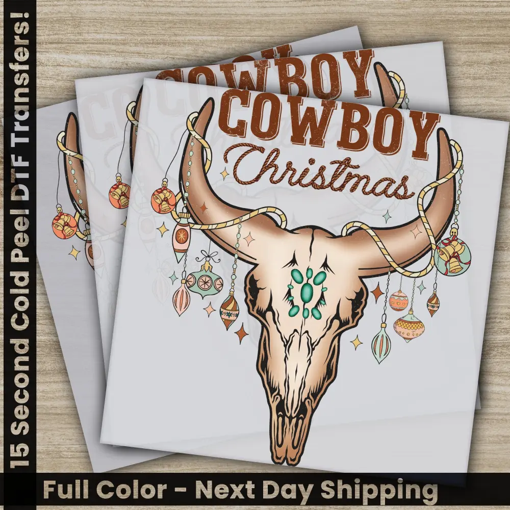 Cowboy Christmas, Christmas DTF Transfers, Ready to Press, Personalized Gifts, High Quality, Fast Shipping, Cowboy Christmas Png