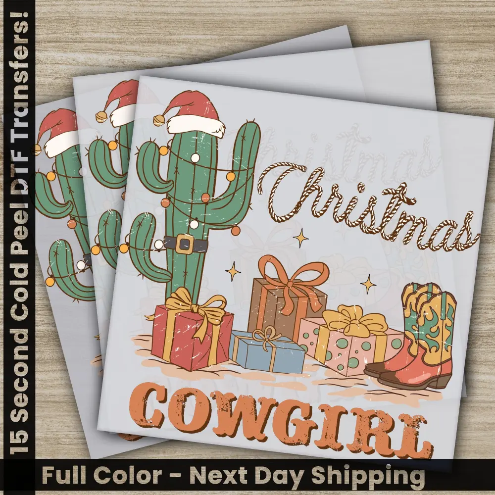 Cowgirl Christmas PNG, Ready to Press, DTF Christmas Transfers, Personalized Gifts, Sublimation Prints, High Quality, Fast Shipping