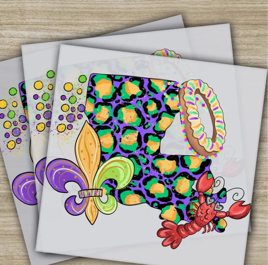 Crewfish, Beads, Mardi Gras Transfers, Ready to Press, Personalized DTF Transfers, Mardi Gras Gifts, High Quality, Heat Press DTF Transfers