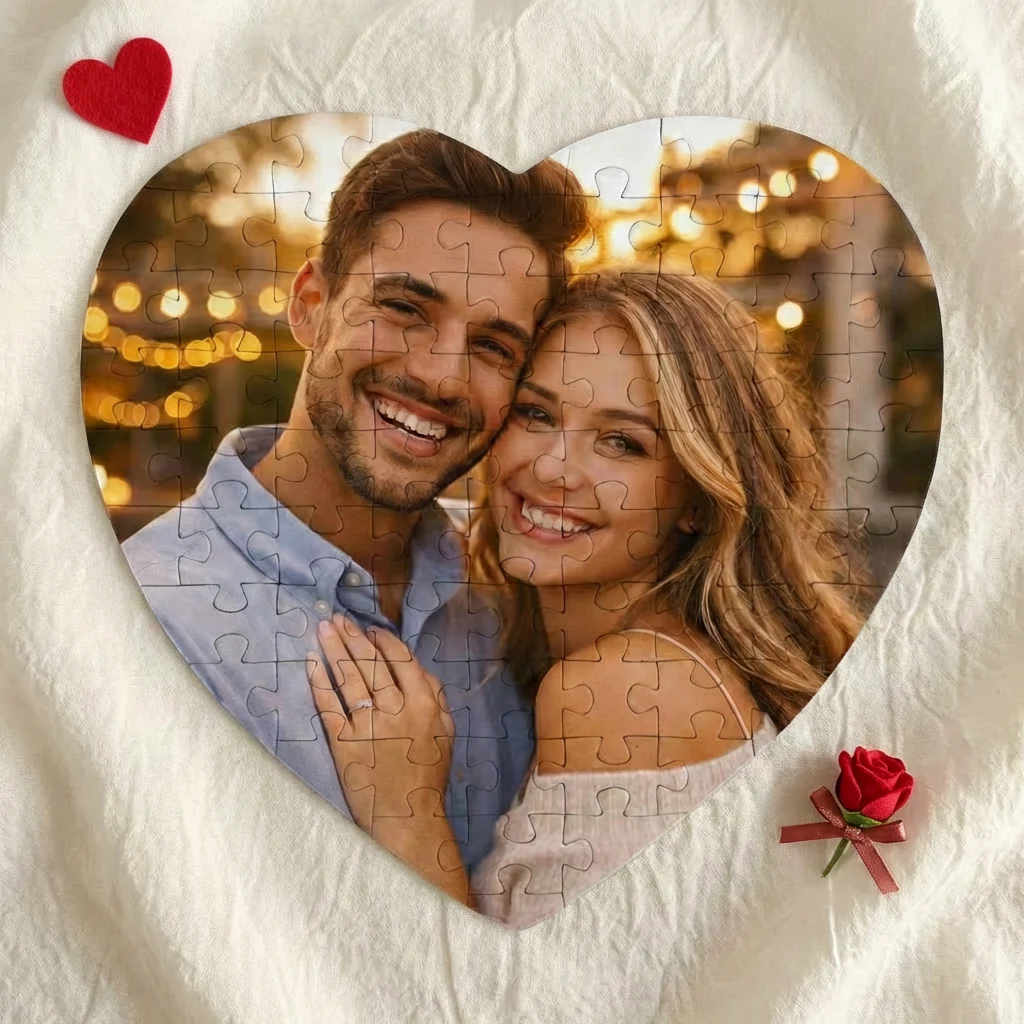 Custom Heart Photo Puzzle – 75 Piece Personalized Puzzle Gift