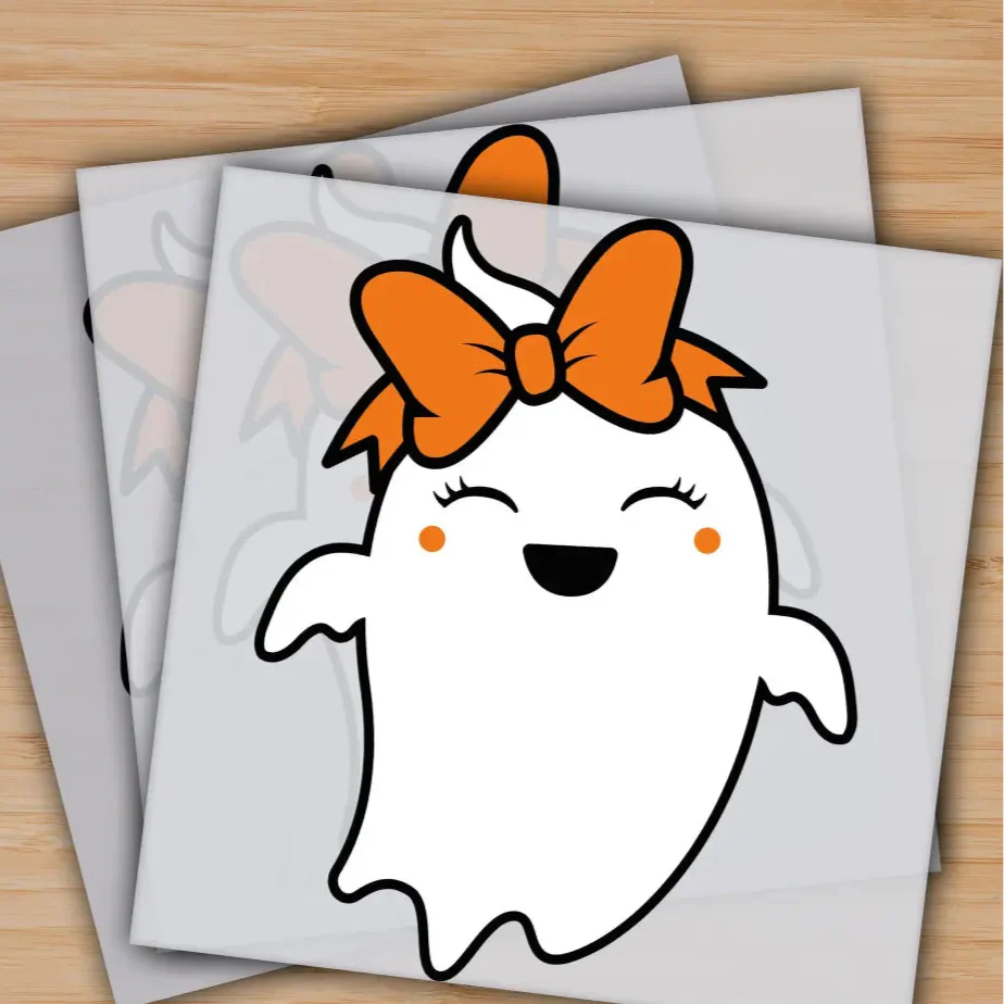 Cute Ghost, Spooky Season, Bougie, Ready to Press, Personalized Gifts, Sublimation DTF Prints, Trendy DTF Prints, Ready for Press, High Quality, Fast Shipping