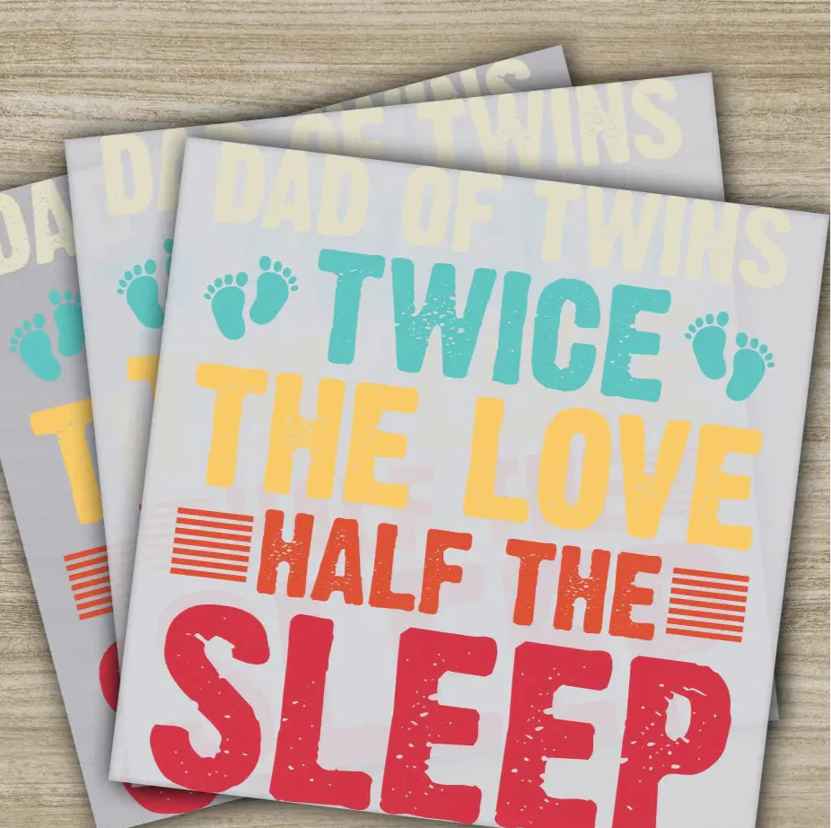 Dad Of Twins Twice The Love, Fathers Day Transfers, Ready to Press, Personalized DTF Transfers, Father's Day Gifts, Heat Press DTF Transfers