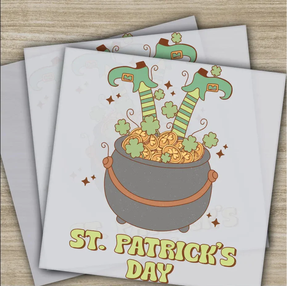 Elf Feet, Pot Of Gold, St. Patrick's Day Transfers, Ready to Press, Personalized DTF Transfer, St. Patrick's Gifts, Heat Press DTF Transfers
