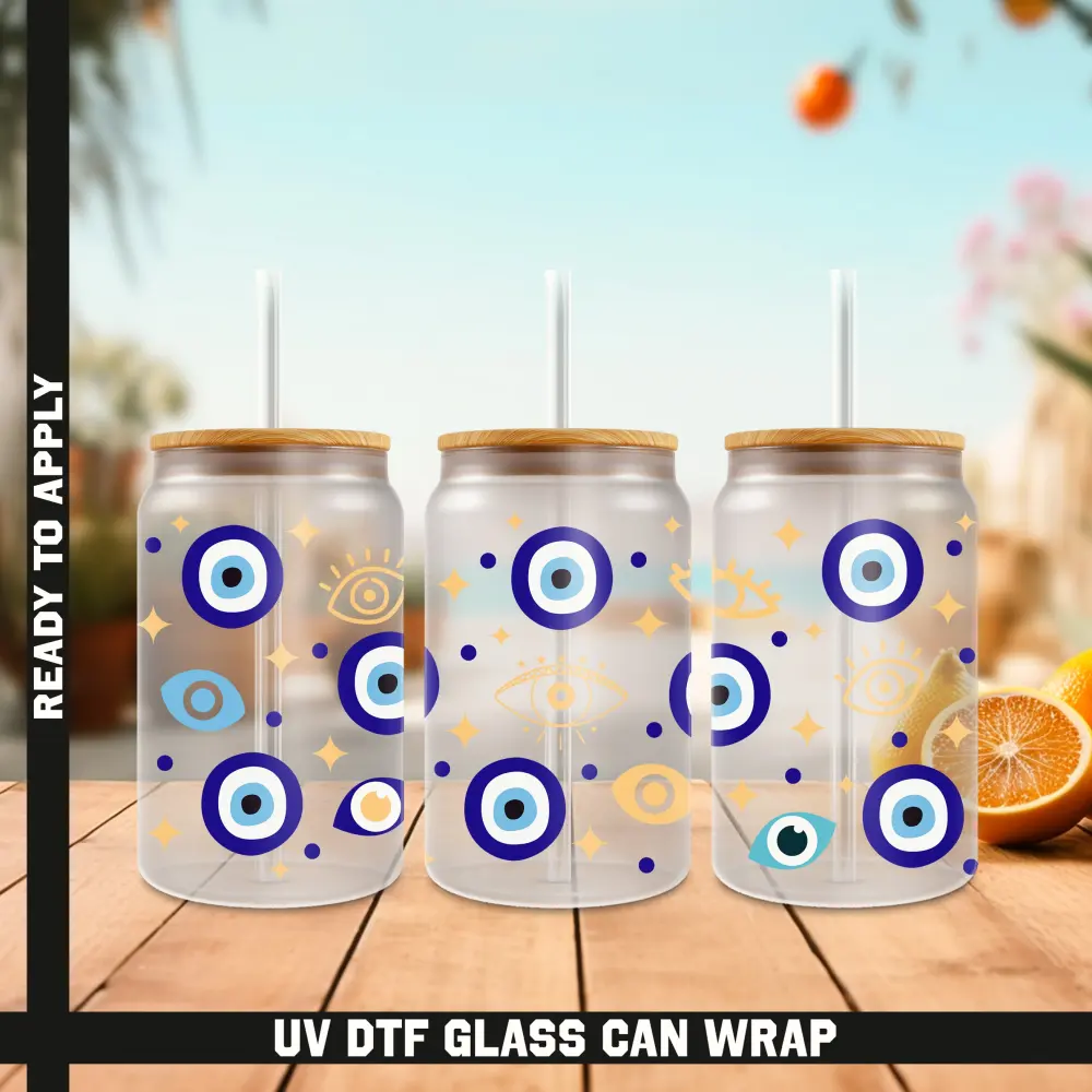 evil eye bead Ready To Apply UV DTF, 16oz cup Wrap