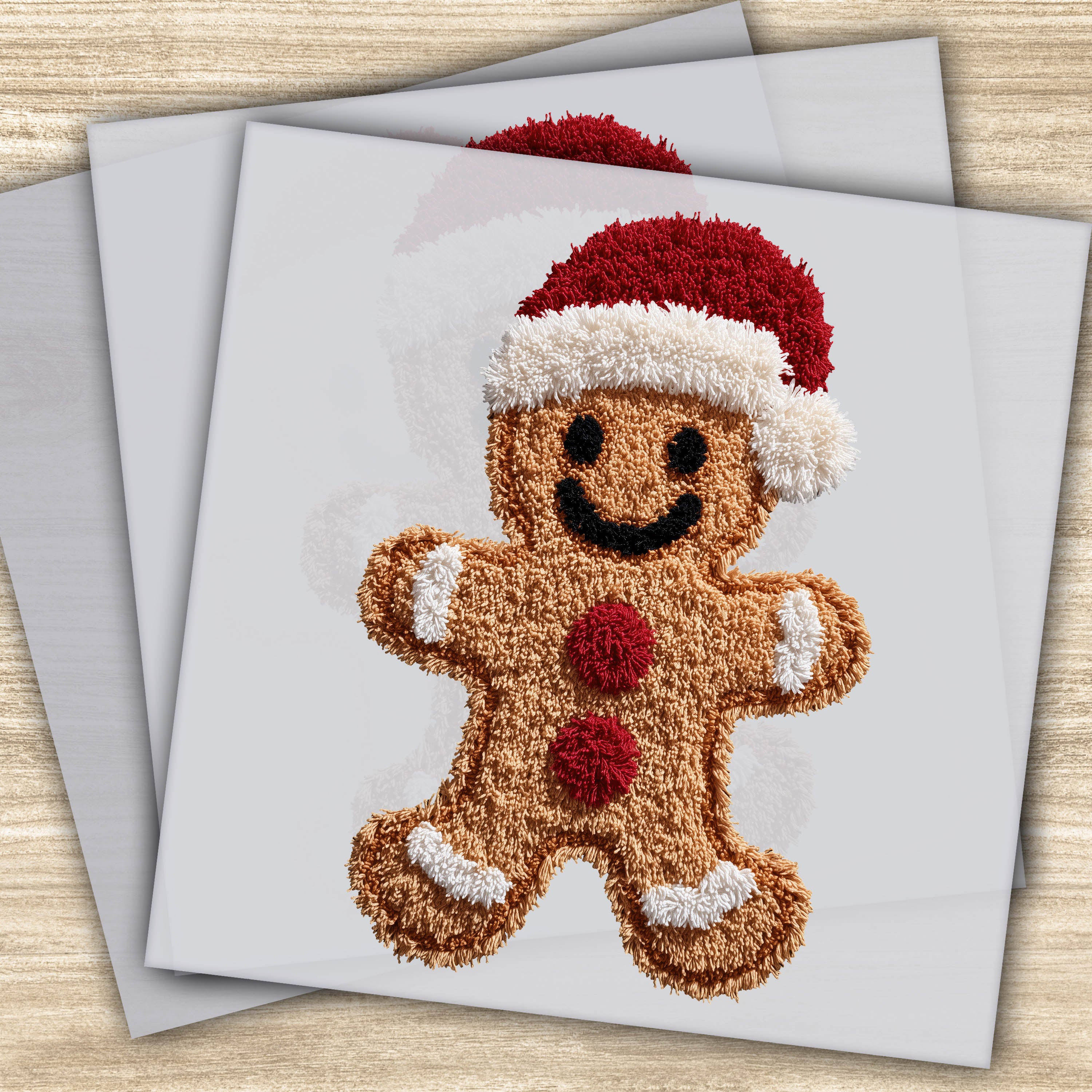 Faux Yarn Gingerbread Man DTF Transfer - Christmas Cookie Design Ready to Press