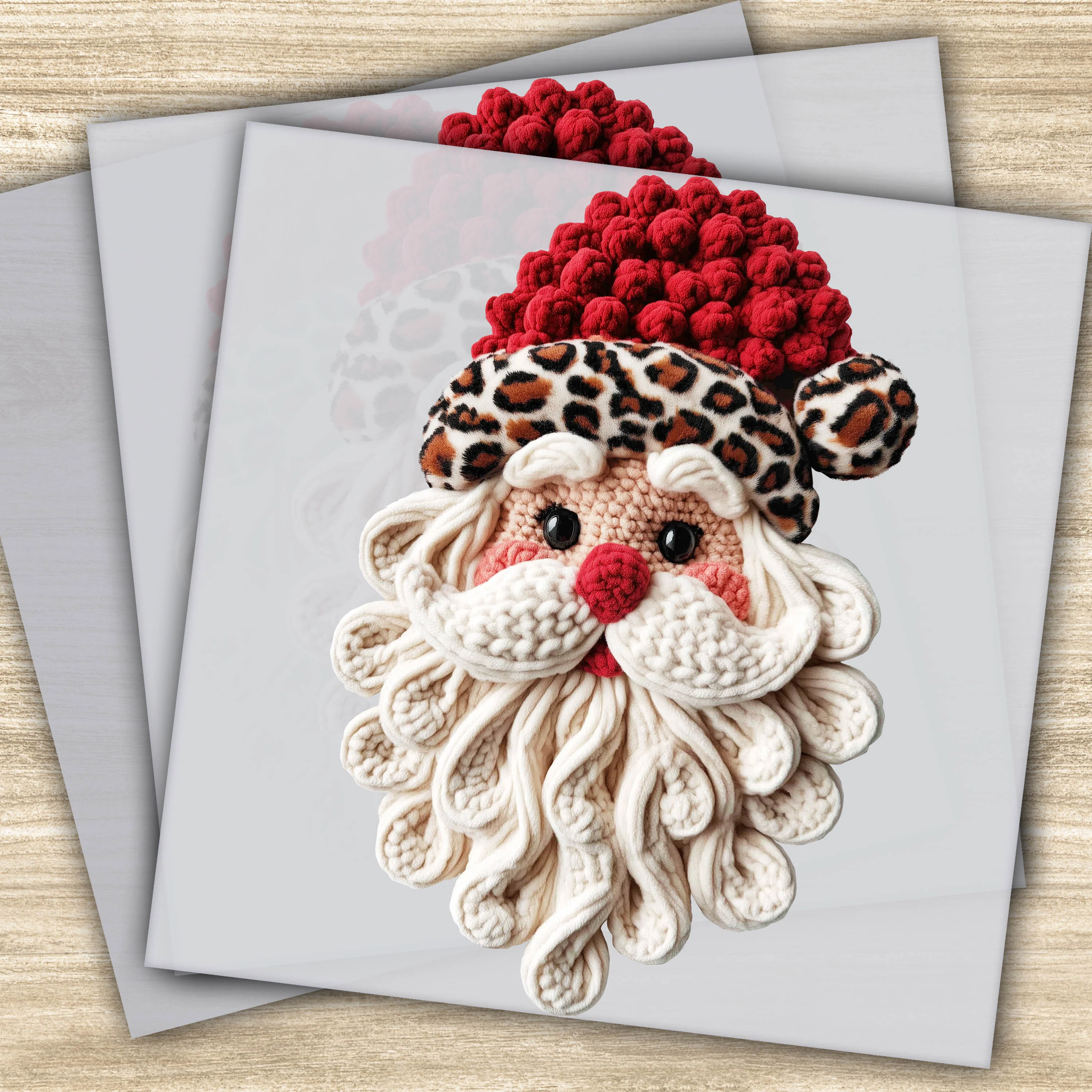 Faux Yarn Santa Christmas Design - Ready to Press DTF Transfer | Holiday Apparel | Christmas Decor
