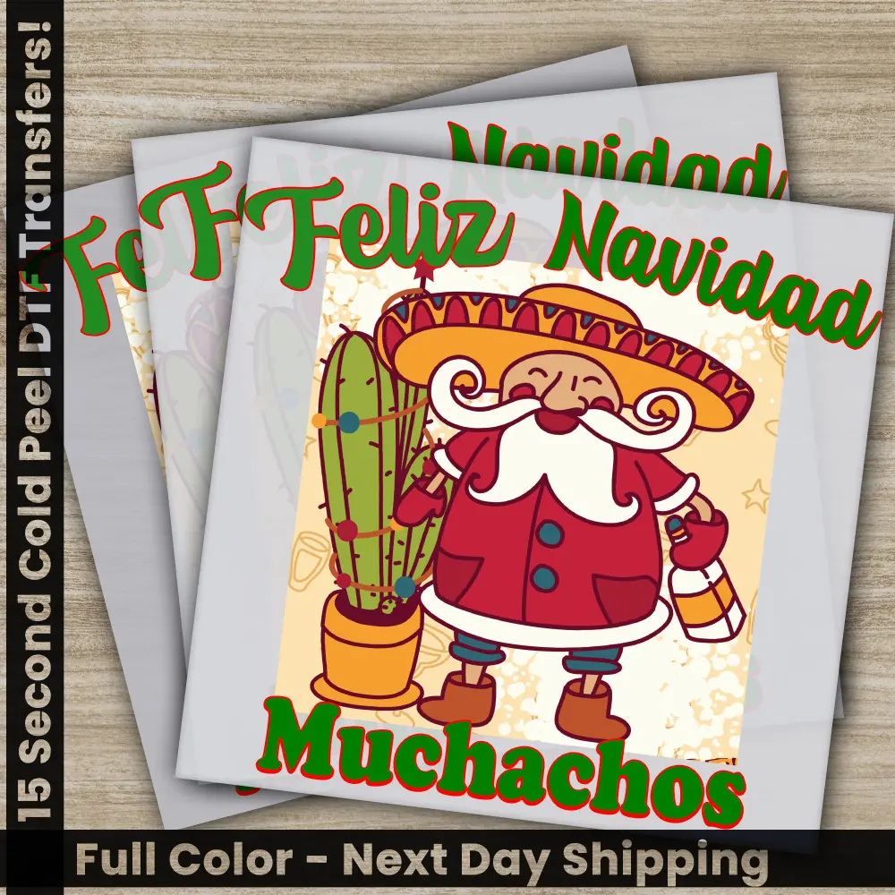 Feliz Navidad, Christmas DTF Transfers, Ready to Press, Personalized Gifts, Direct to Film, Sublimation Screen Prints, Fast Shipping