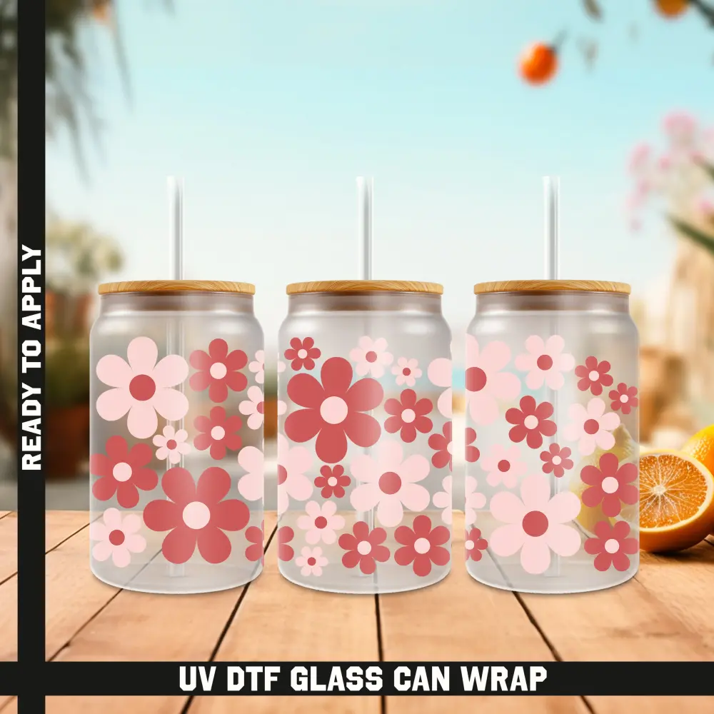 Flowers Ready To Apply UV DTF, 16oz cup Wrap