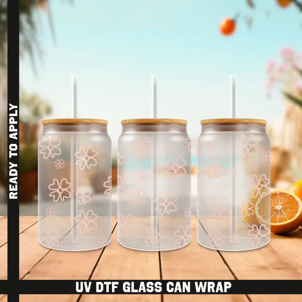 Flowers Ready To Apply UV DTF, 16oz cup Wrap