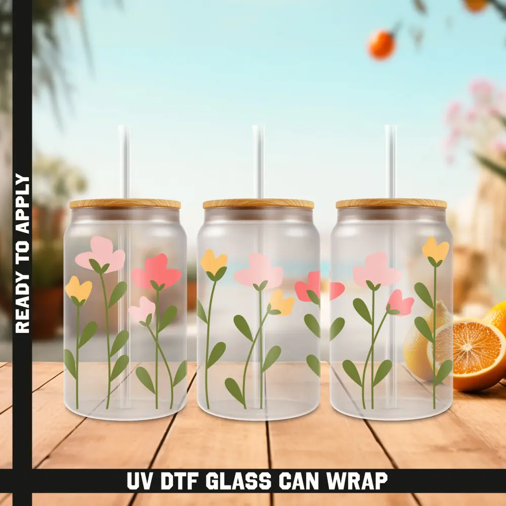 Flowers Ready To Apply UV DTF, 16oz cup Wrap