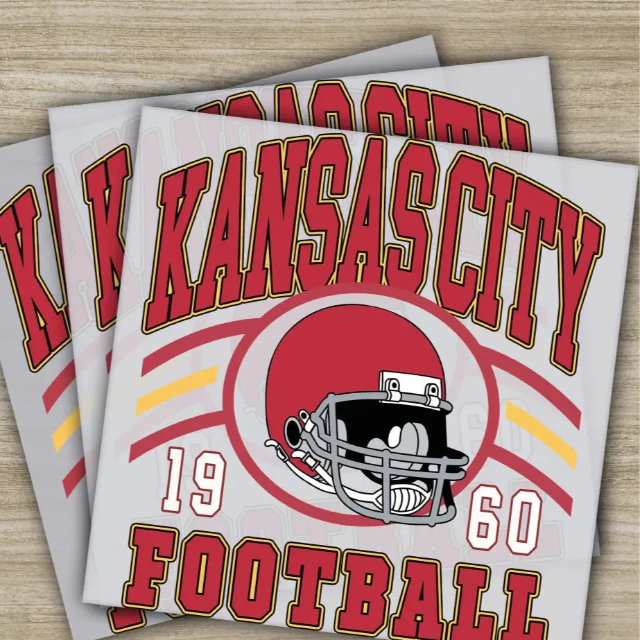 Football, Kansas, American Football Transfers, Ready to Press, Personalized DTF Transfers, Sport Gifts, Heat Press DTF Transfers