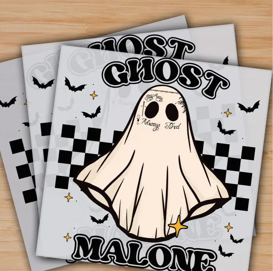 Ghost Malone, Spooky Season, Ready to Press, Personalized Gifts, Sublimation DTF Prints, Trendy DTF Prints, Ready for Press, High Quality, Fast Shipping