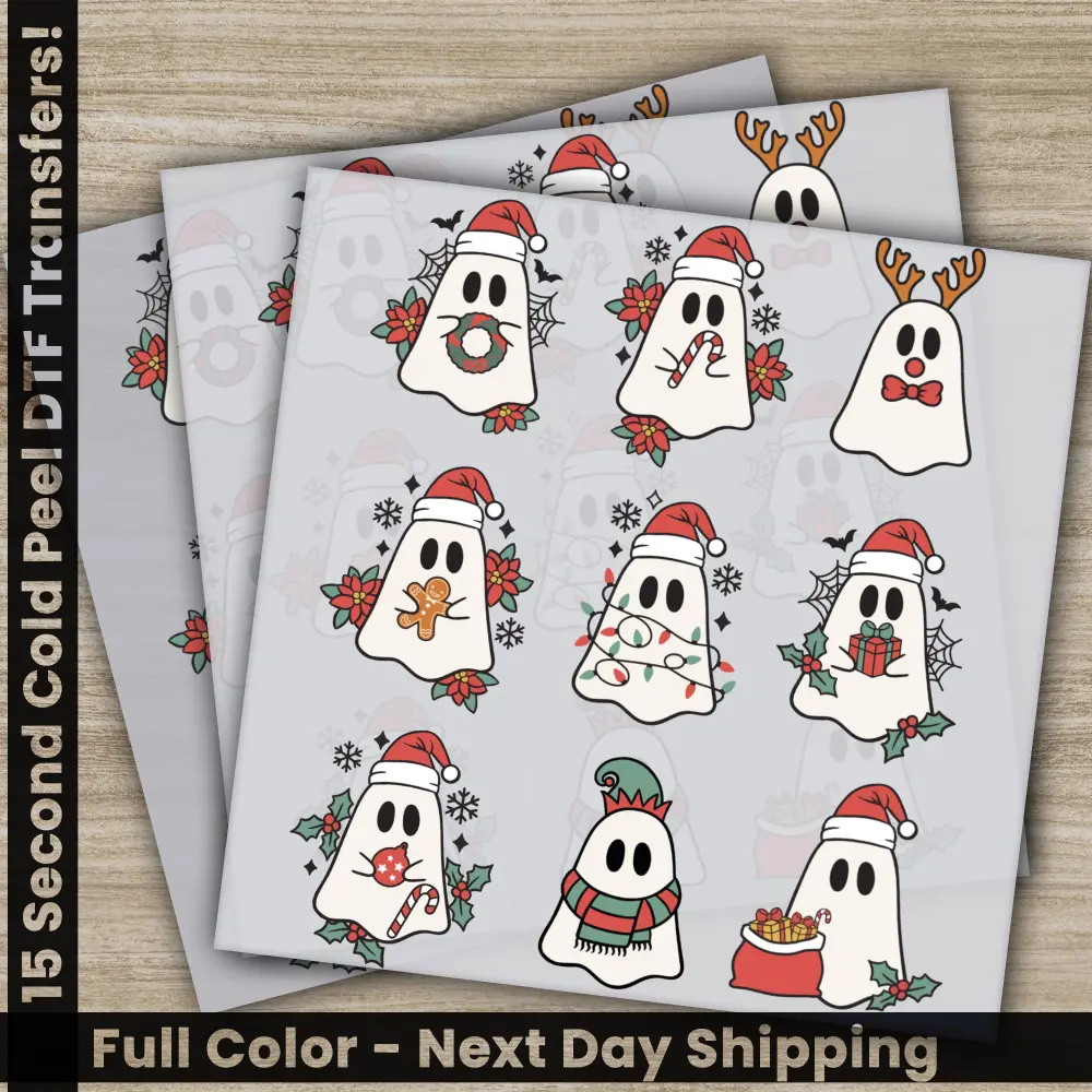 Ghosts, Christmas DTF Transfers, Ready to Press, Personalized Gifts, Direct to Film, Sublimation Screen Prints,