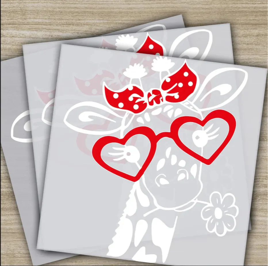 Giraffe With Heart Glasses, Ready to Press, Personalized DTF Transfers, Valentines Gift, High Quality, Sublimation Screen Printing, Shipping