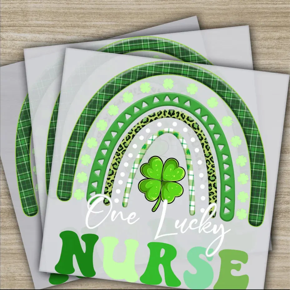 Green Rainbow, Nurse, St. Patrick's Day Transfers, Ready to Press, Personalized DTF Transfers, St. Patrick's Gifts, Heat Press DTF Transfers