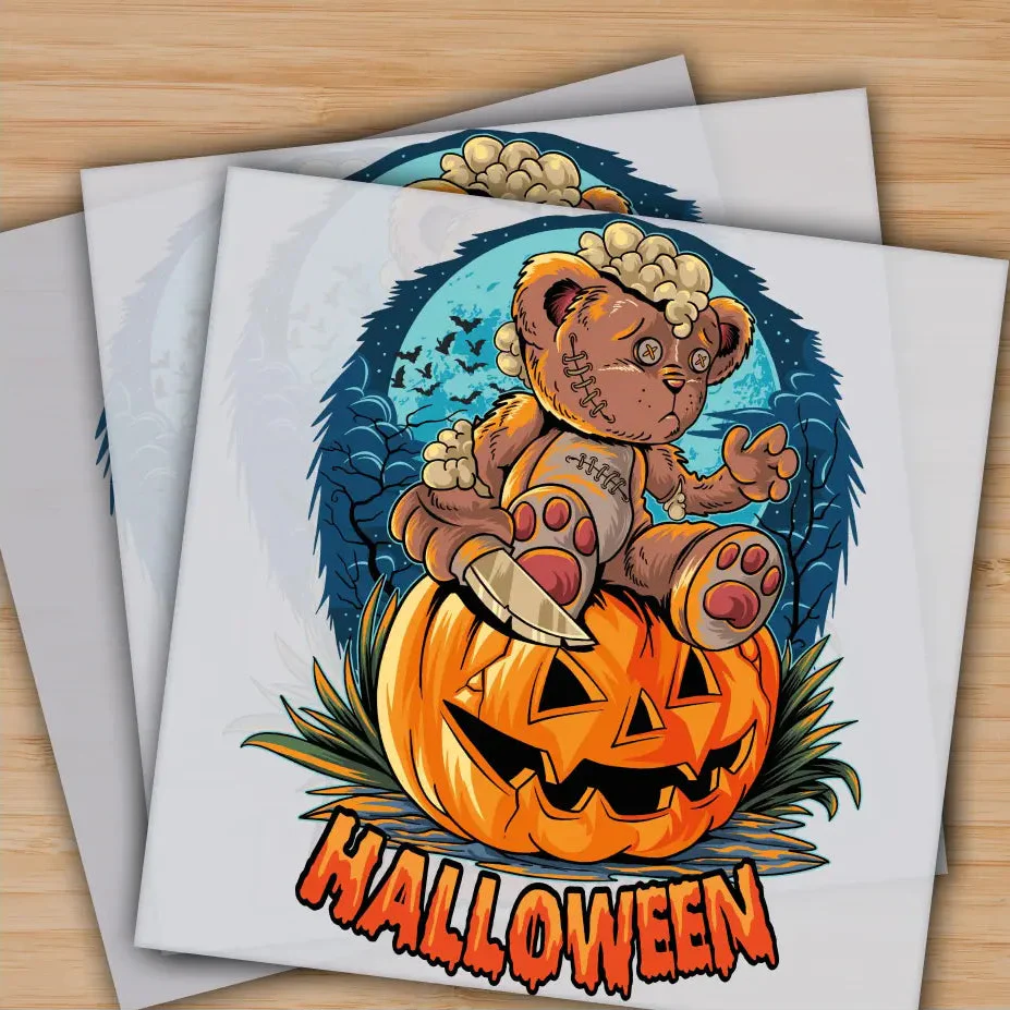 Halloween, Bear, Pumpkin, Ready to Press, Personalized Gifts, Sublimation DTF Prints, Trendy DTF Prints, Ready for Press, High Quality, Fast Shipping