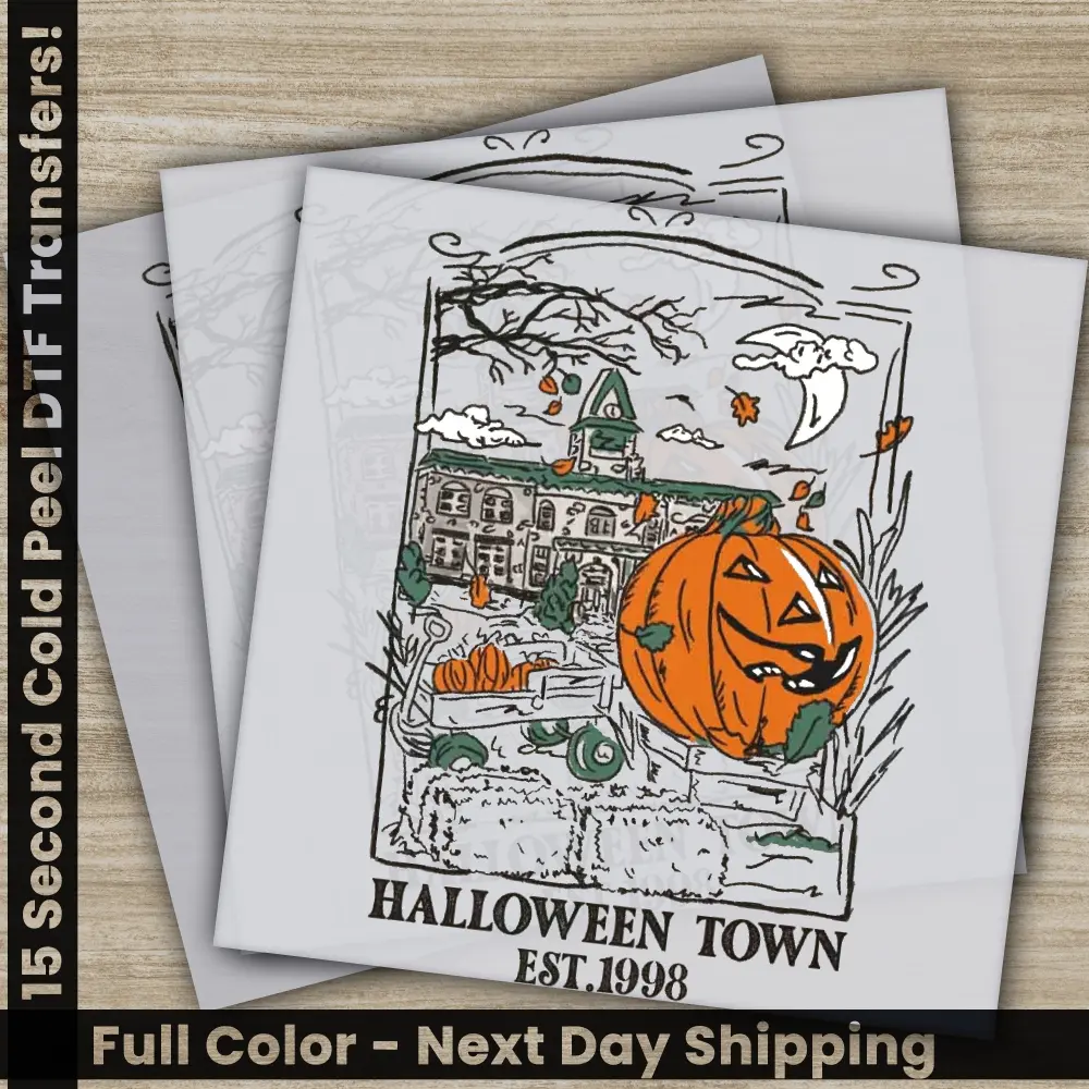 Halloween Town Transfers, Ready to Press, Personalized DTF Transfers, For Family Gifts, Heat Press DTF Transfers