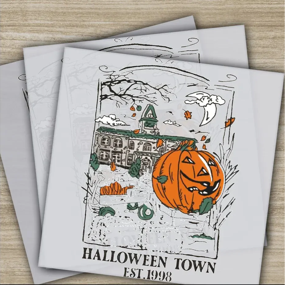 Halloween Town Transfers, Ready to Press, Personalized DTF Transfers, For Family Gifts, Heat Press DTF Transfers