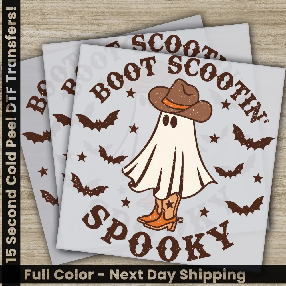 Halloween Transfers, Boot Scootin Spooky, Ready to Press, Personalized DTF Transfers, For Family Gifts, Heat Press DTF Transfers