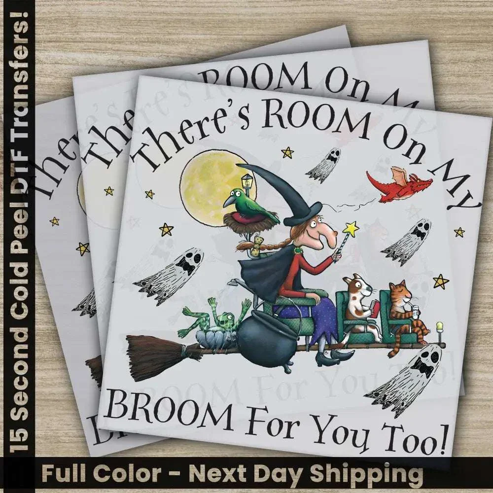 Halloween DTF Transfers Ready to Press – Witch Broom Halloween Design