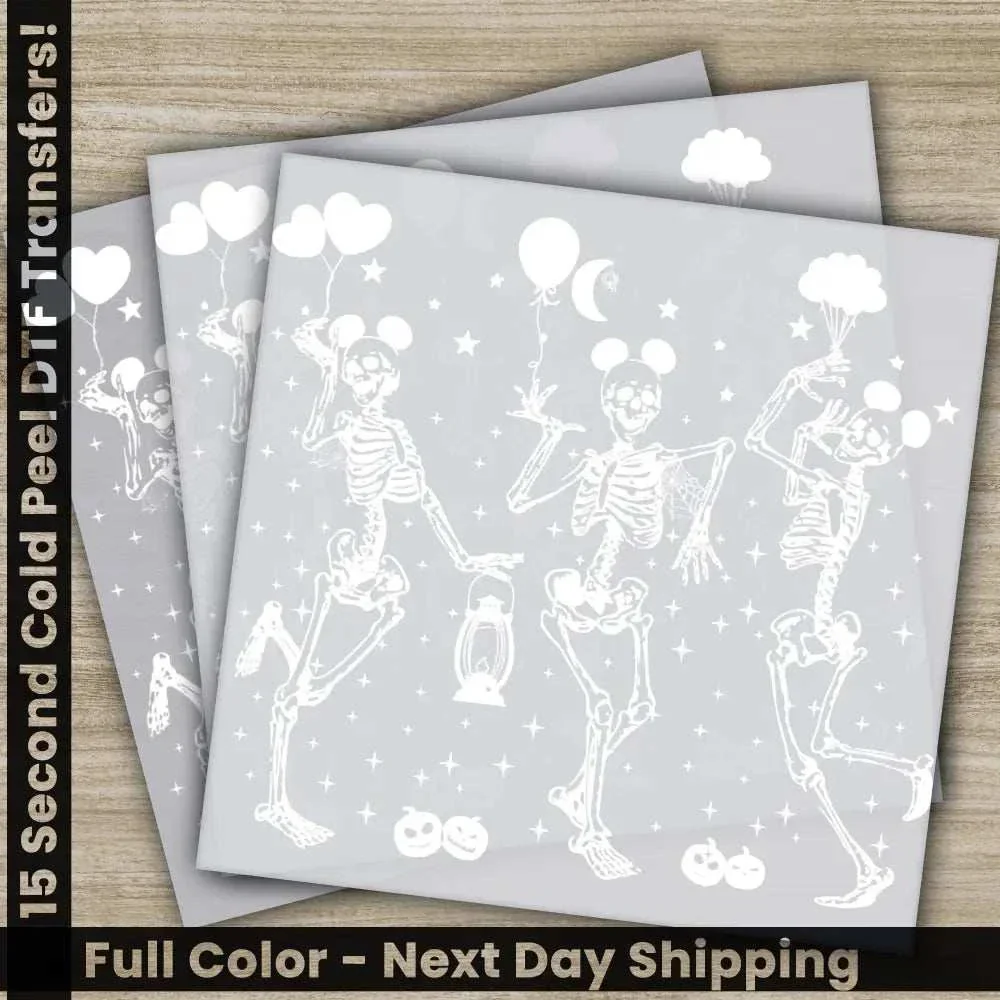 Halloween Transfers, Skeleton, Ready to Press, Personalized DTF Transfers, For Family Gifts, Heat Press DTF Transfers