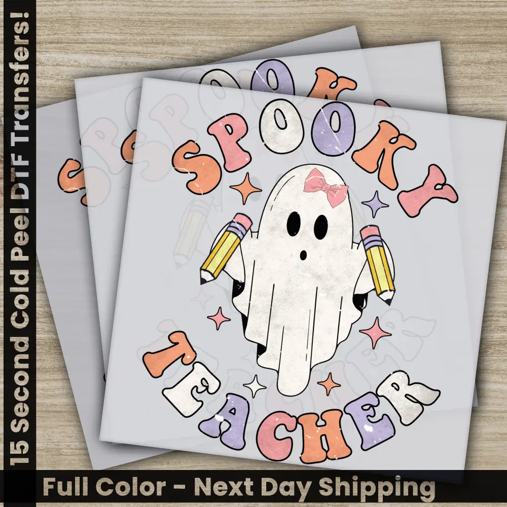 Halloween Transfers, Spooky Teacher, Ready to Press, Personalized DTF Transfers, For Family Gifts, Heat Press DTF Transfers